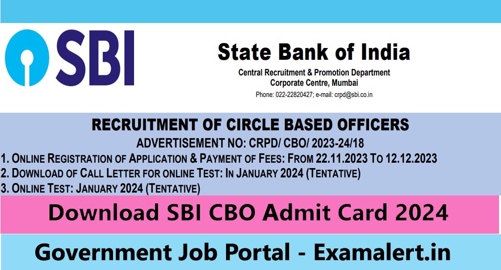 SBI Circle Based Officer CBO Admit Card 2024 भारतीय स्टेट बैंक CBO